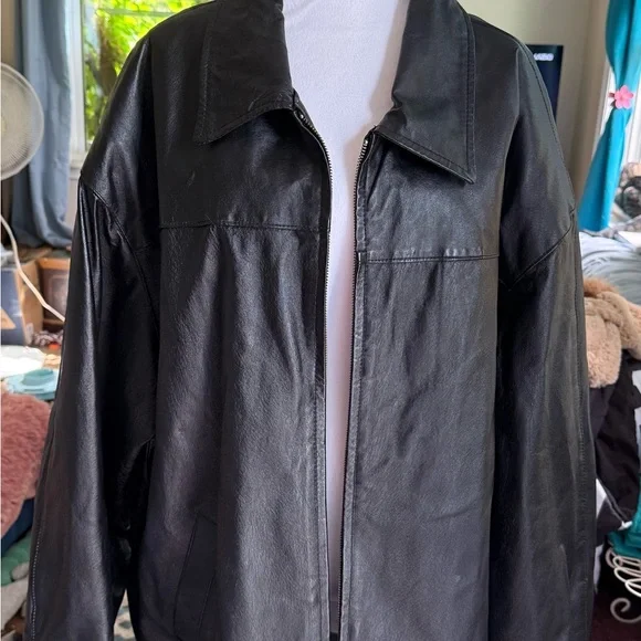 🖤 Harbor Bay 100% Genuine Black Leather Men's Jacket 2XLT - Picture 2 of 16